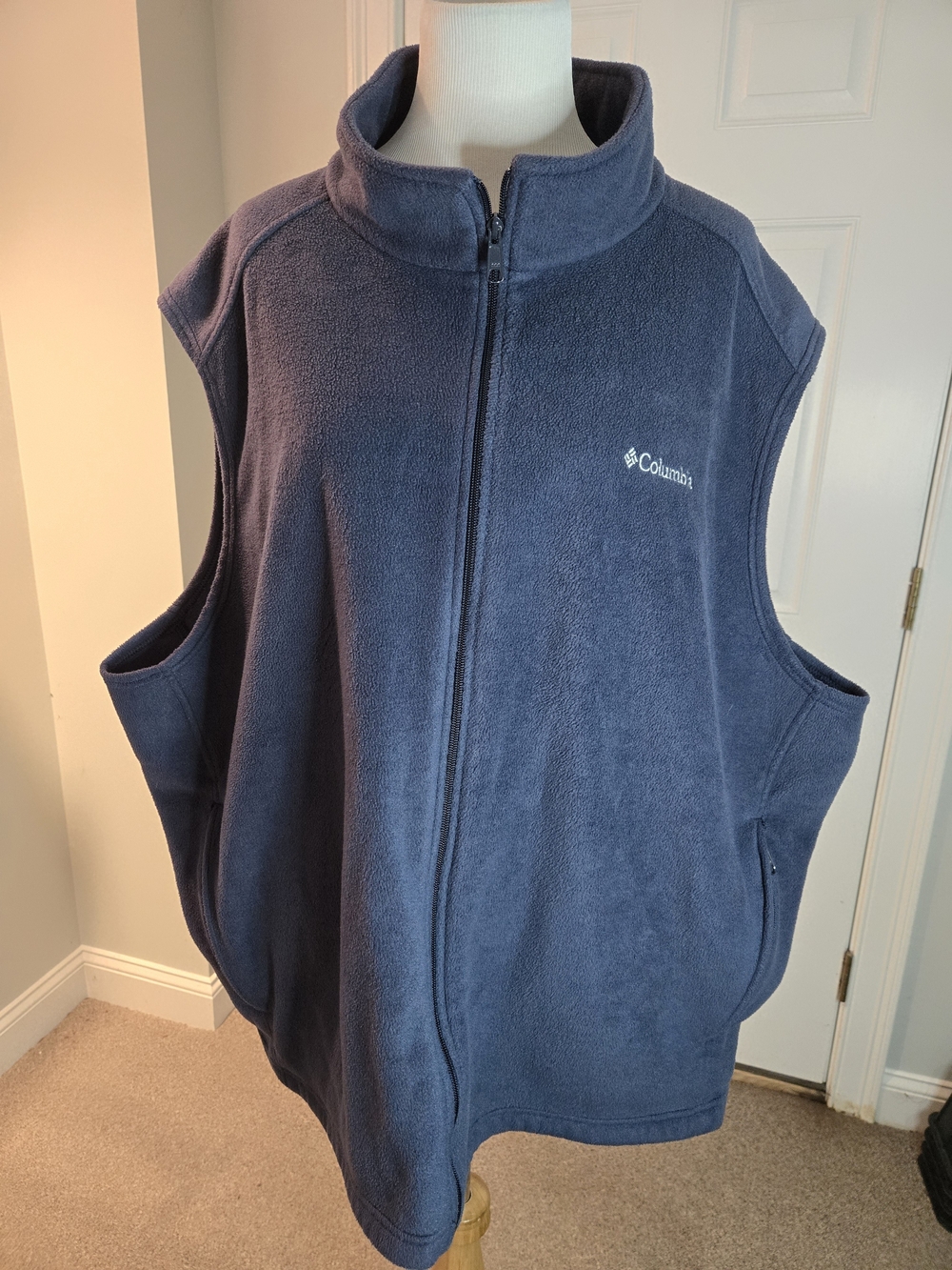 Columbia Mens Navy Blue Full-Zip Fleece Vest